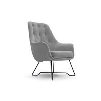 SESSEL SEDUTA, Modern Polstersessel Loungesessel, Velours-Stoff Hellgrau - Hellgrau, Holz/Metall (72.5/101.5/83cm) - MASSENO