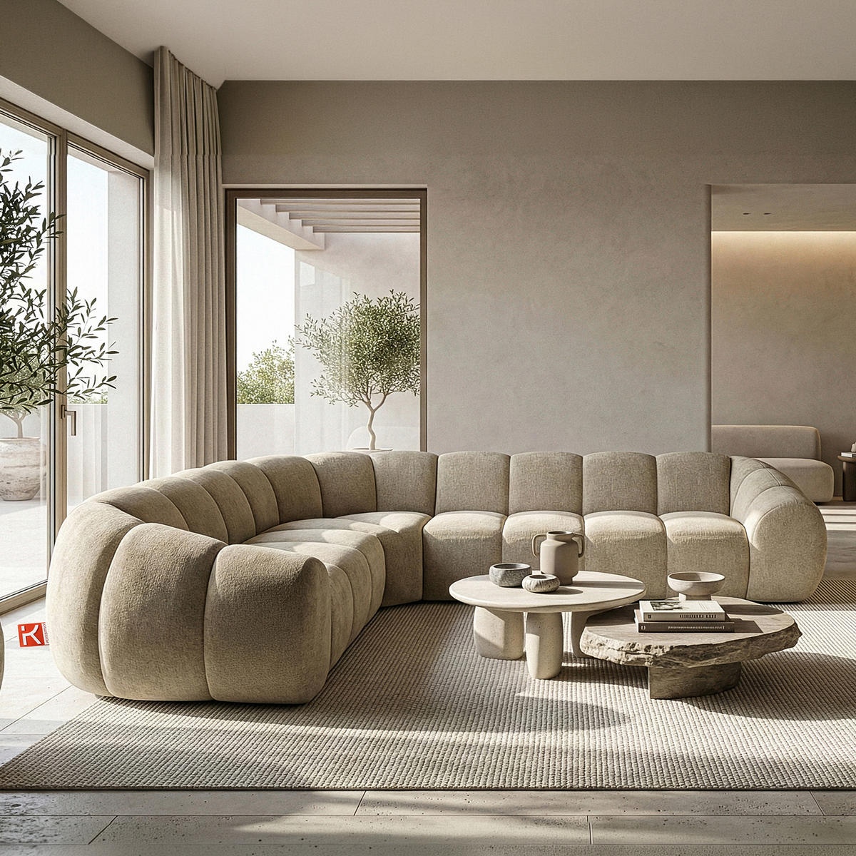 ECKSOFA LINKS FLAVA, Sandfarben - Sandfarben, Holz/Holzwerkstoff (310/270cm) - KONSIMO®