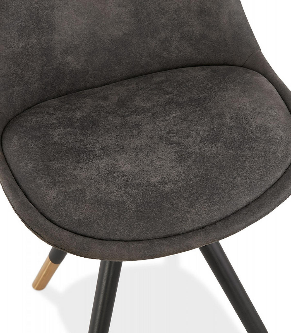 STUHL Holzgestell mit Goldakzenten Mikrofaserbezug gepolstert, Anthrazit 48x56x83 cm - Anthrazit/Schwarz, Holz/Buchenholz (48/83/56cm) - KADIMA DESIGN