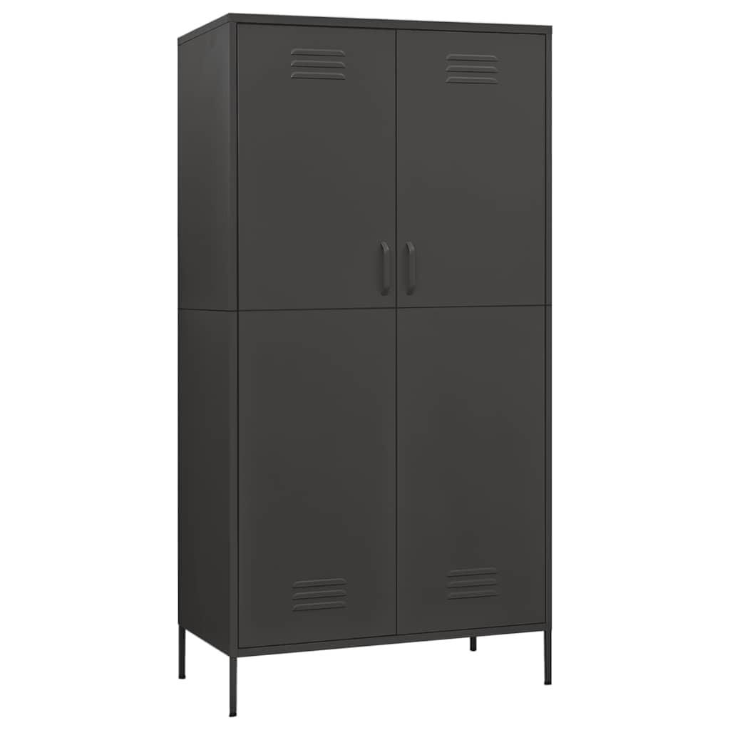 KLEIDERSCHRANK 2-Türig mit 4 verstellbaren Fächern 90/50/180 cm aus Stahl Anthrazit - Anthrazit, Metall (90/180/50cm) - vidaXL