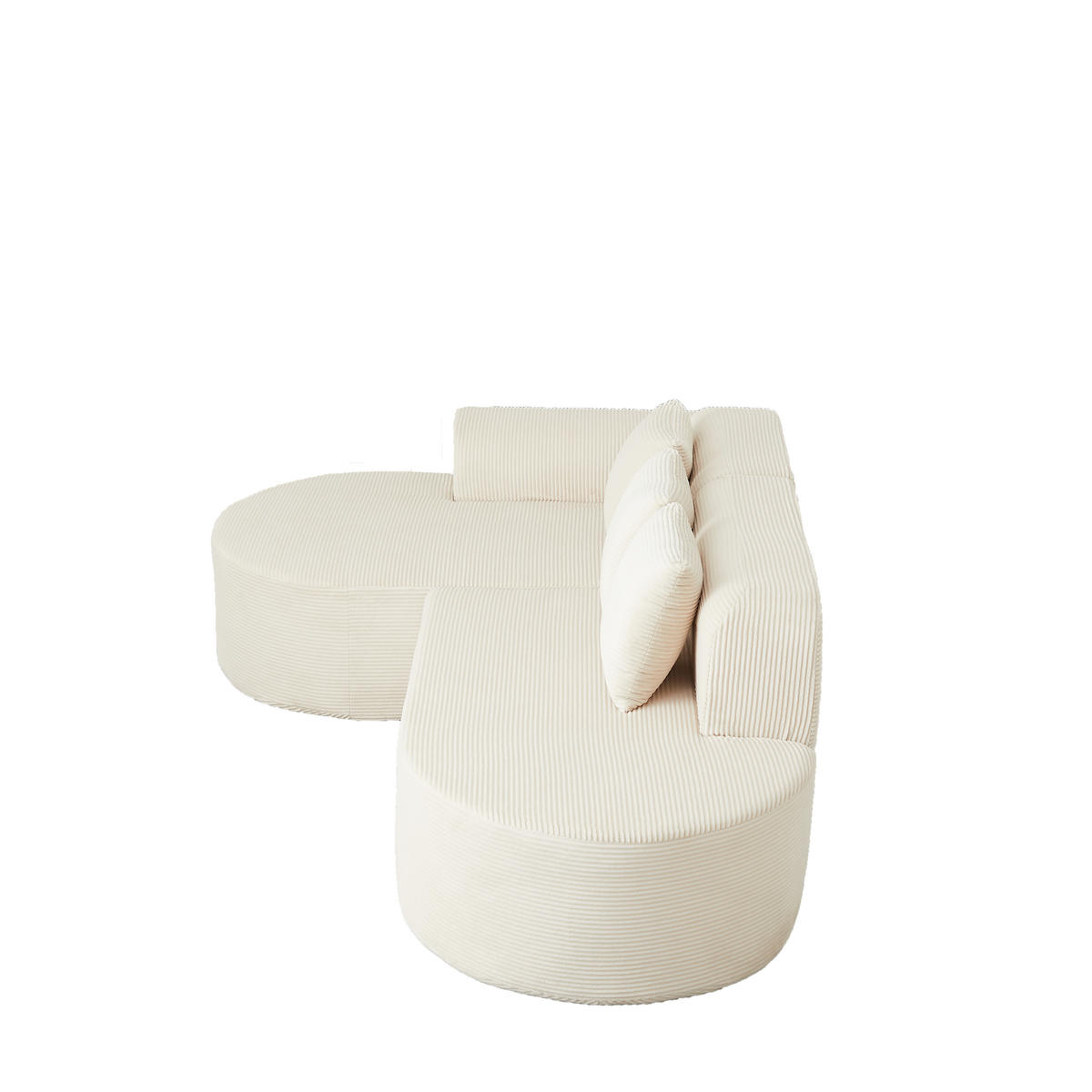ECKSOFA 220/155/70 cm Beige Cord mit 3 Kissen, Linke Seite - Beige, Textil (220/155cm) - Oxeza
