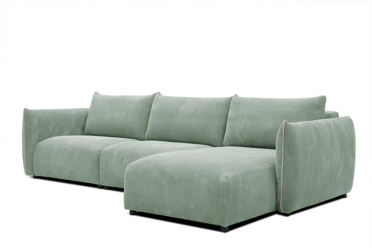 ECKSOFA TAUER 5-Sitzer, mintgrün - Schwarz/Mintgrün, Holzwerkstoff/Kunststoff (294/173cm) - Courtois Laville
