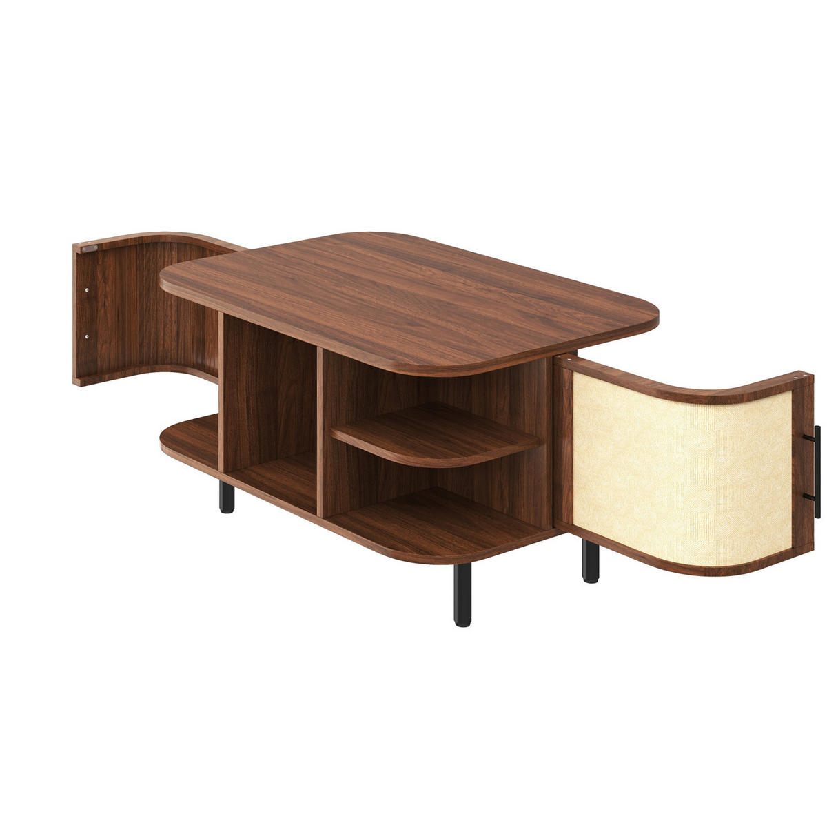 COUCHTISCH Design mit Stauraum & Metallrahmen - Braun, Holz (60/80/46.5cm) - Kaket