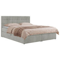 POSTEL BOXSPRING SOLVEN 140/200 - Světle šedá Strukturovaná látka - Topper T25 - H4 - černá/světle šedá, textil/plast (140/200cm) - MKS