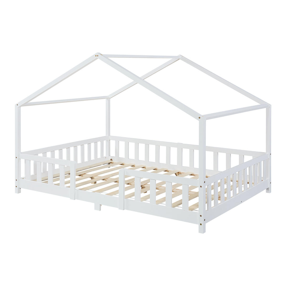 HAUSBETT Treviolo - Weiß, Holz (140/200cm) - [en.casa]