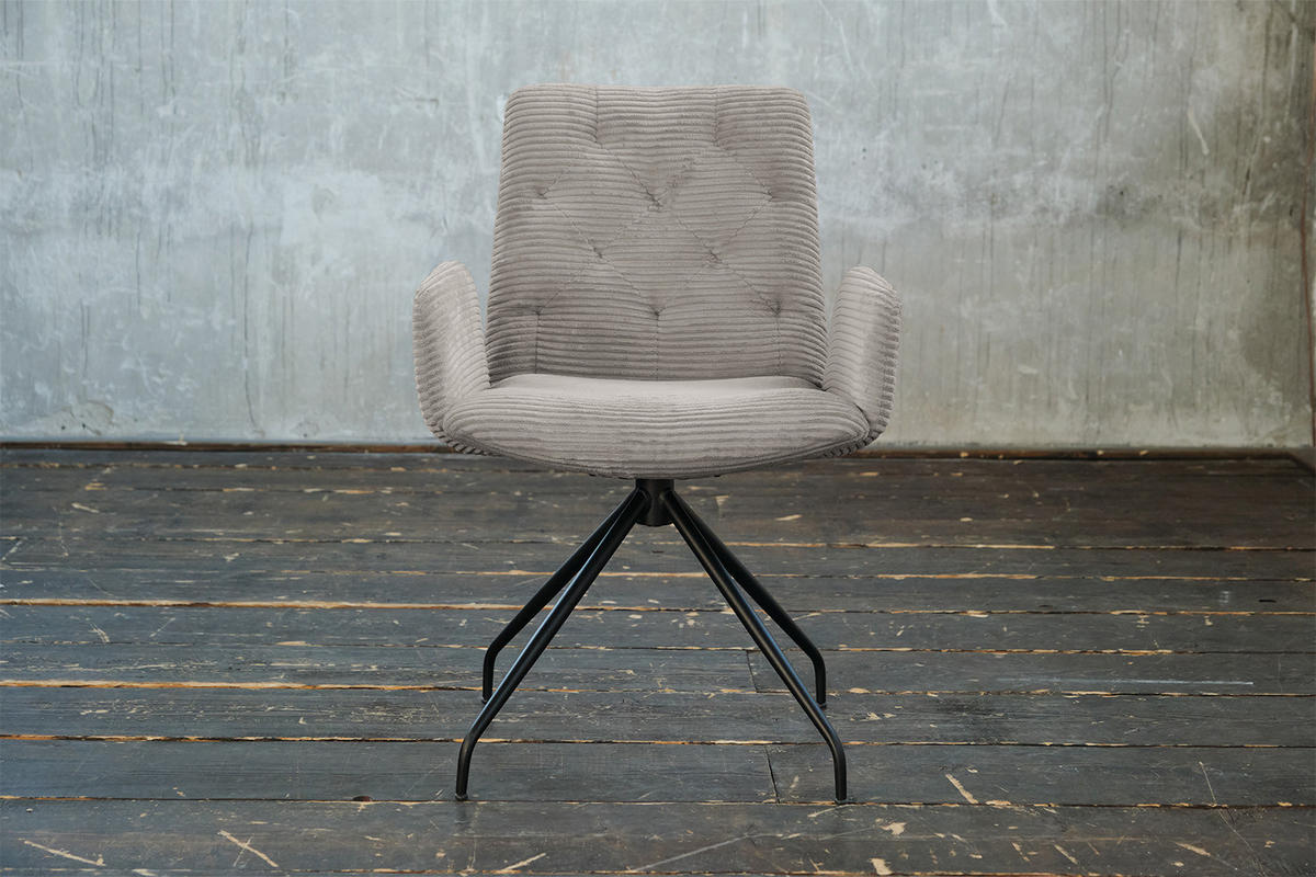 DREHSTUHL NEW CHARME Steingrau Cord - Grau, Textil (59/87/66cm) - KAWOLA