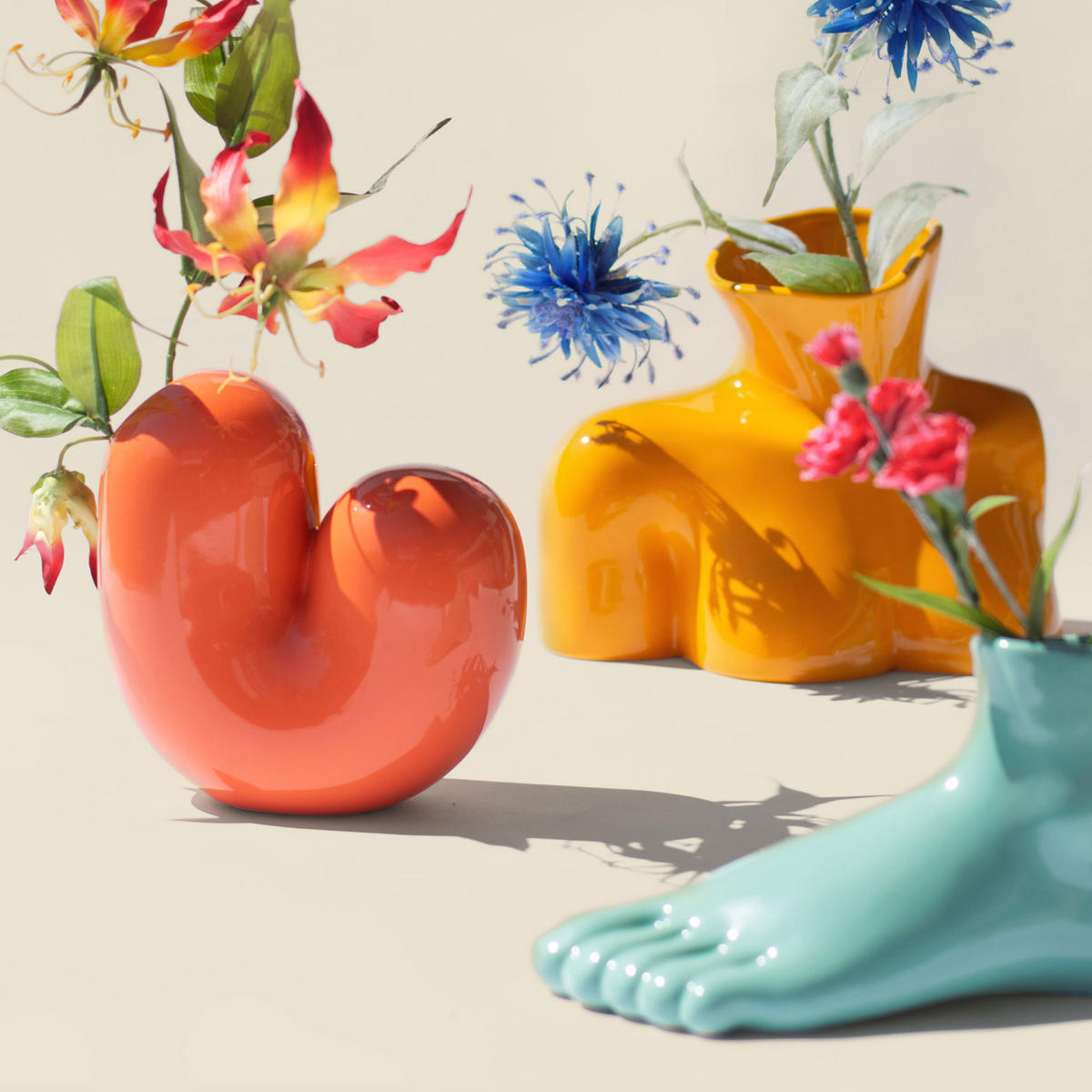 BLUMENVASE Arts of Parts Torso, Steingut, Gelb, 25 x 17 x 21 cm - Gelb, Keramik (21cm) - Donkey Products