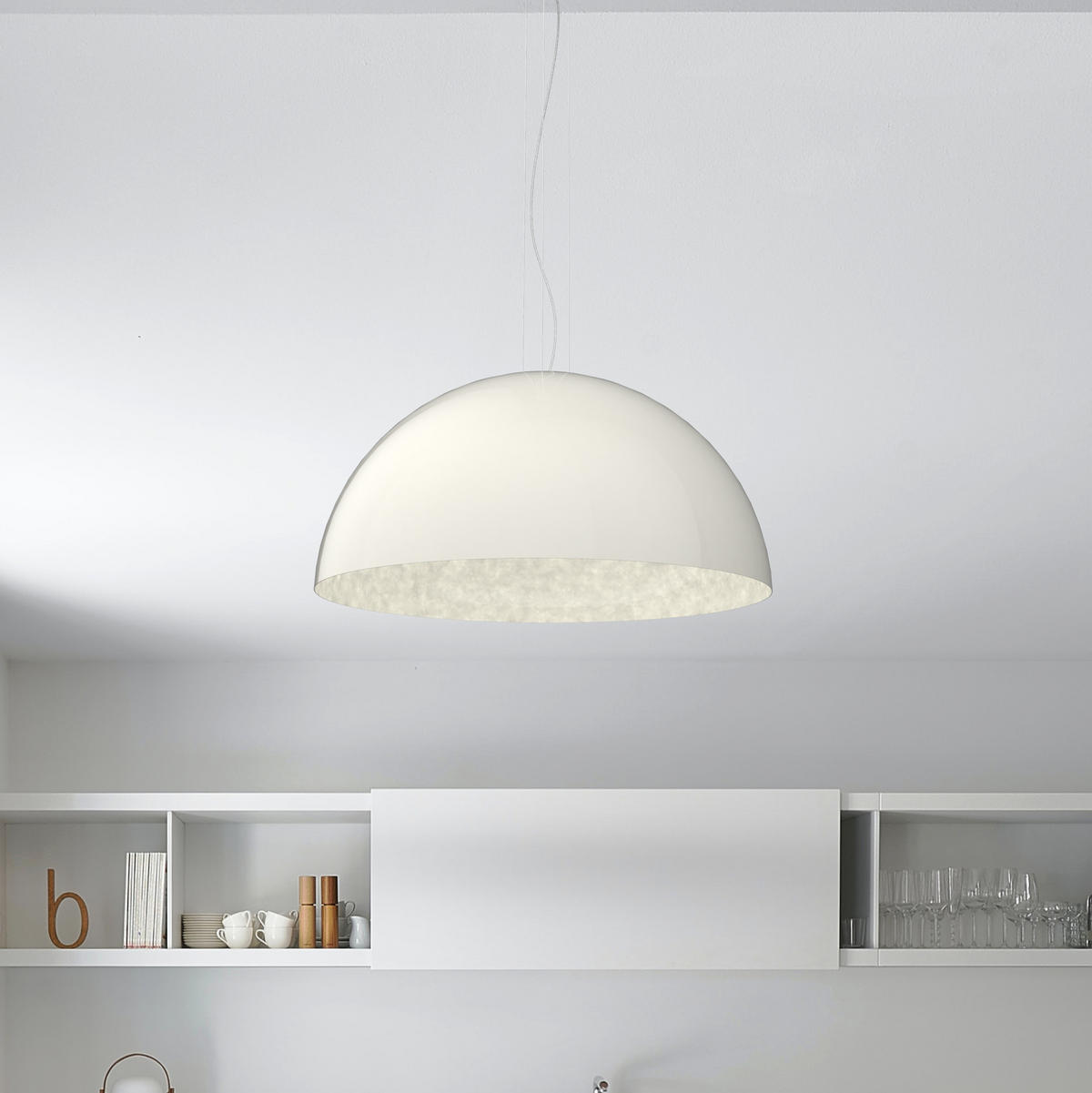 HÄNGELEUCHTE - Weiß Hochglanz, Metall (80/80/40cm) - Lumicom