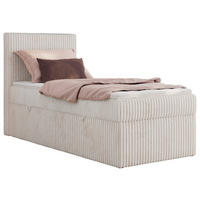 BOXBETT TILIANO 90/200 - Beige Cord - H3 - Visco Topper - Links - Beige, Textil (90/200cm) - MKS