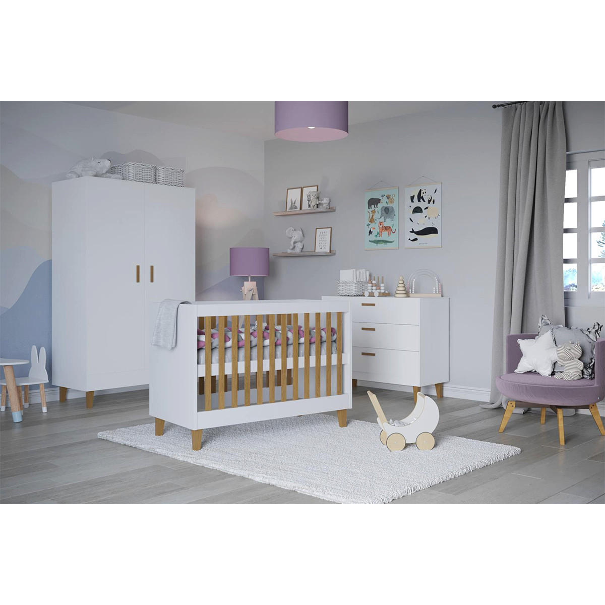 SOBA ZA BEBE 3-dijelniKubi Bijeli - bijela, drvni materijal (66/90/124cm) - Petits-meubles