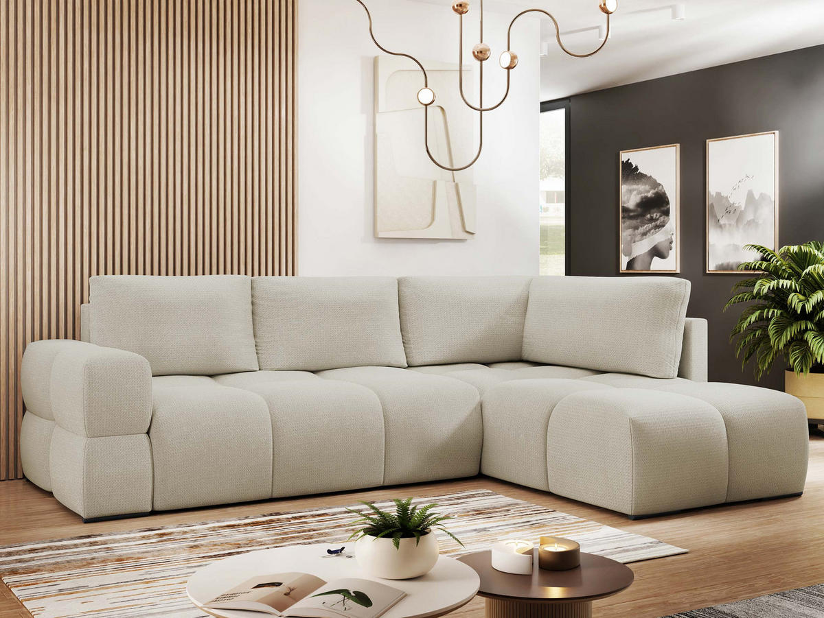 ECKSOFA Taremi - Schwarz/Naturfarben, Holz/Kunststoff (267/185cm) - MIRJAN24