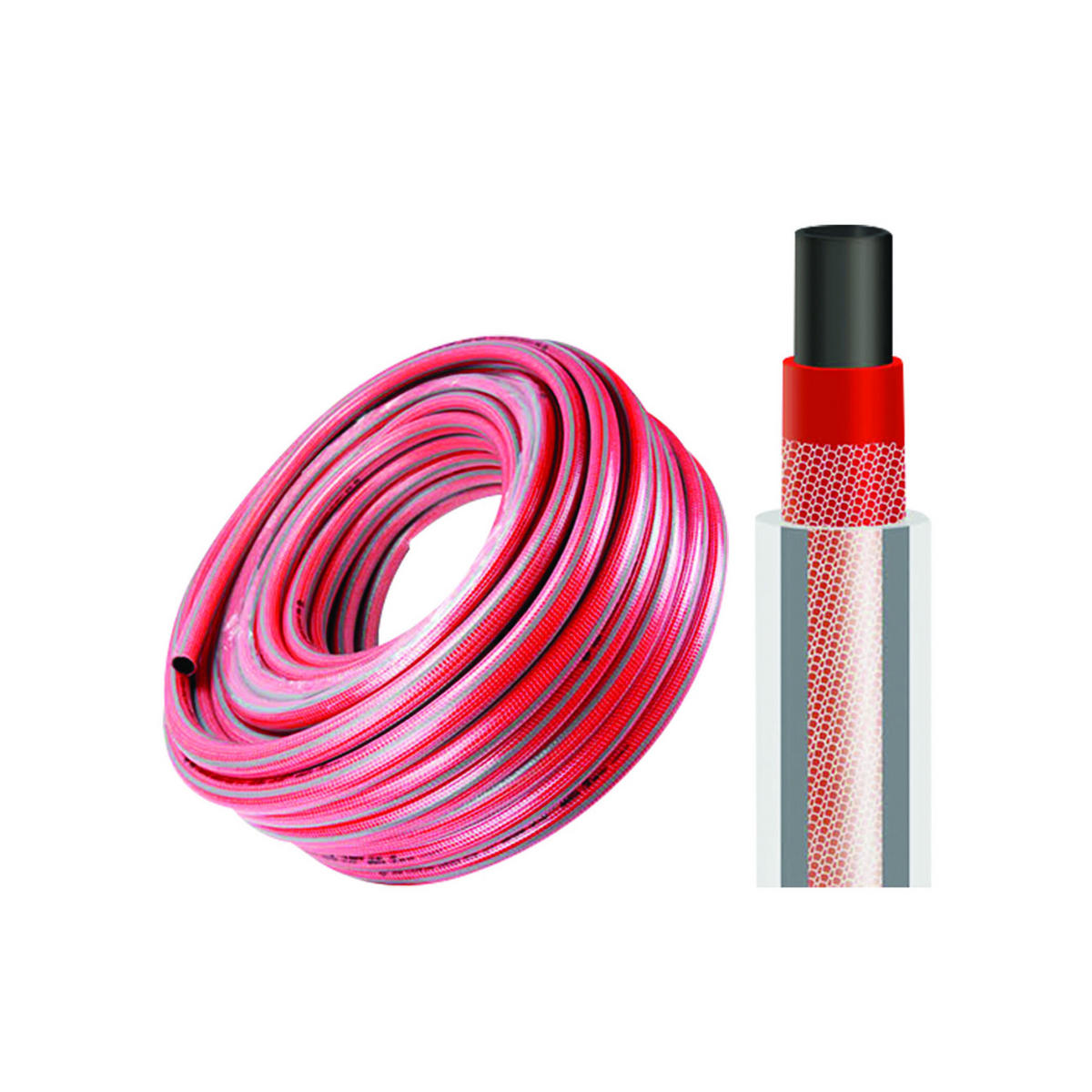 GARTENSCHLAUCH flexible 15mm - Suan - Ideal für große Flächen - Länge: 50m - Grau, Kunststoff (5000cm) - SUAN