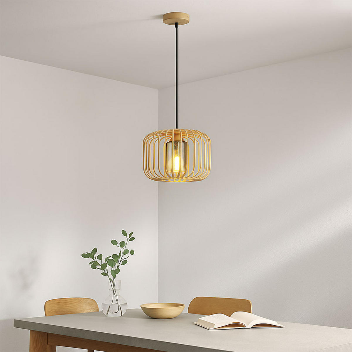 LED HÄNGELEUCHTE ALFRED Metall Beige - Beige, Glas (28/28/120cm) - Globo Lighting