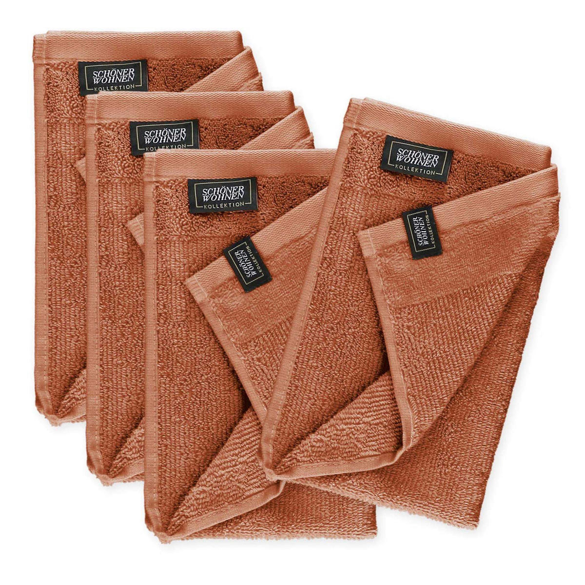 GÄSTEHANDTUCH 4ER SET AUS 100 % BAUMWOLLE SENSE - Rostfarben, Textil (30/50cm) - Schöner Wohnen