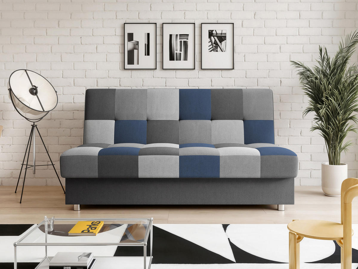SCHLAFSOFA SKAL mit Bettkasten Anthrazit/Blau - Blau/Anthrazit, Holzwerkstoff/Kunststoff (200/85/90cm) - Idohome