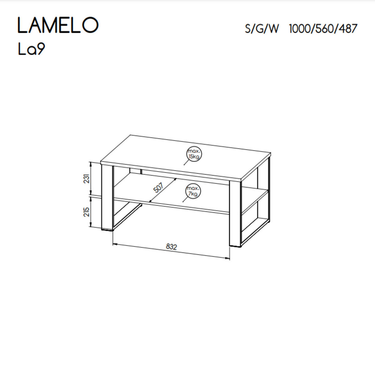 COUCHTISCH Lamelo Wotan eiche, mit Regal - Schwarz/Braun, Holzwerkstoff (100/56/49cm) - Bettso