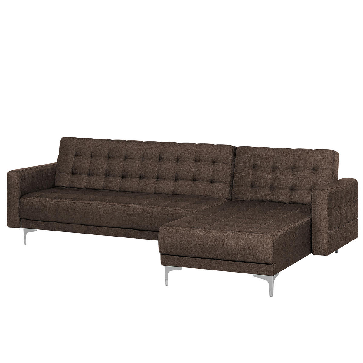 4-SITZER-ECKSOFA Polyester Braun rechtsseitig Aberdeen - Dunkelbraun, Textil (267/168cm) - Beliani