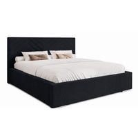 POLSTERBETT 140x200 cm AURA, Doppelbett mit Bettkasten und Lattenrost aus Holz, Velourstoff: Schwarz - Schwarz, Holz/Textil (140/200cm) - Marpur