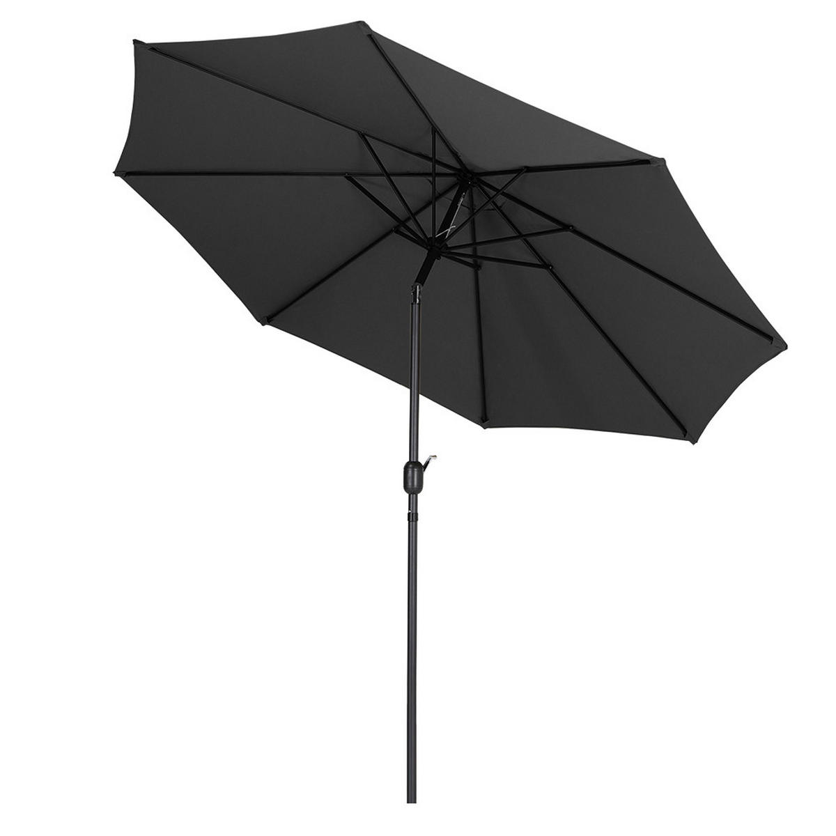 SONNENCHIRM aus Polyester Metall und befüllbarer Kunststoff-Sockel 360° drehbar neigbar 60° 3 x 2.4m Ø44,5 × 28 cm - Schwarz, Metall (300/240cm) - Livingandhome