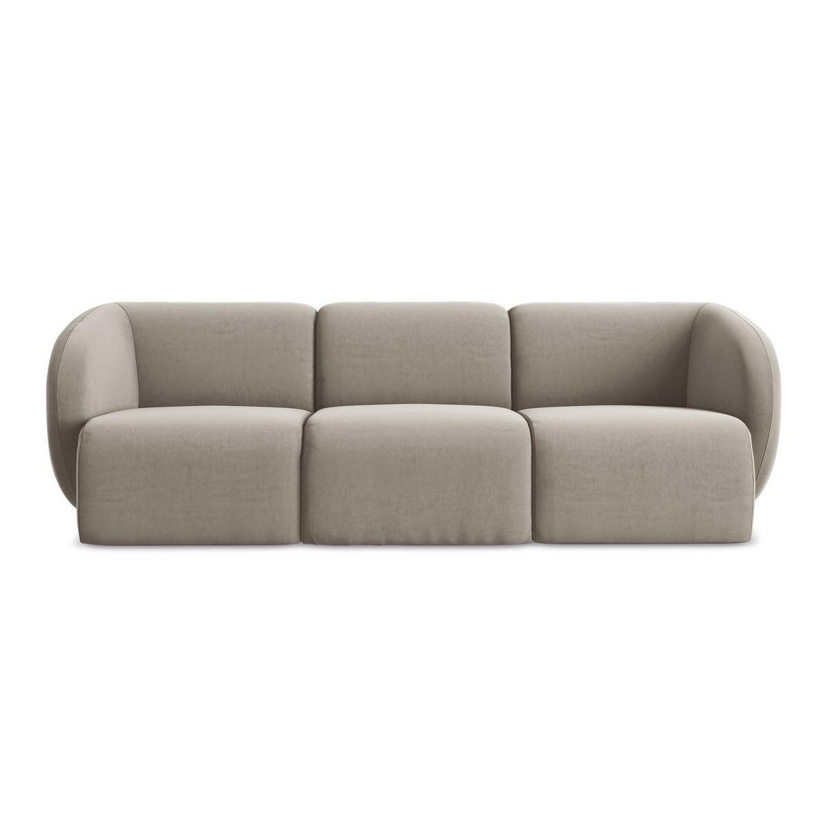 3-SITZER SOFA Samt Stoff Grau - Taupe/Schwarz, Holzwerkstoff/Kunststoff (244/75/94cm) - LaMiaSofa