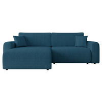 ECKSOFA Floryn L Cord - Blau/Schwarz, Holz/Kunststoff (245/145cm) - MIRJAN24