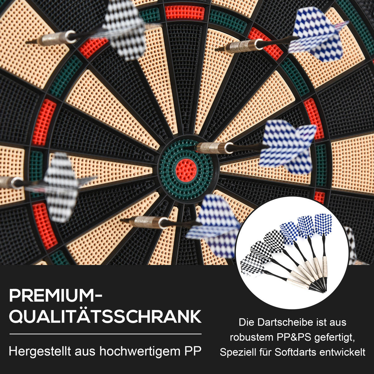 ELEKTRONISCHE Dartscheibe - Schwarz, Kunststoff (50/44cm) - HOMCOM