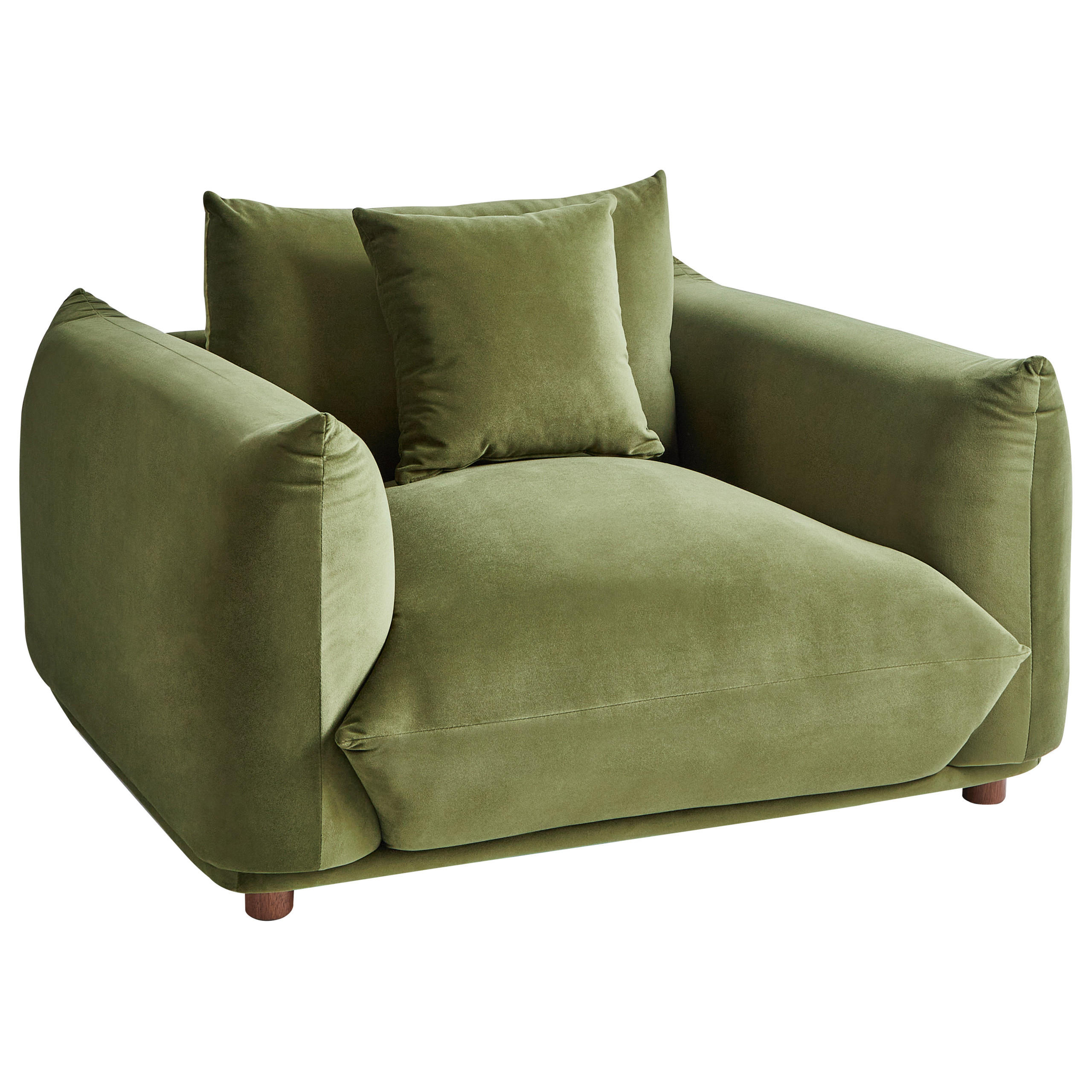 SESSEL Samtstoff Grün Luvos - Braun/Grün, Textil (120/74/108cm) - Beliani