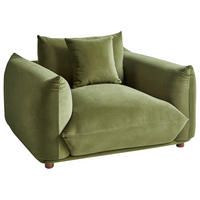 SESSEL Samtstoff Grün Luvos - Braun/Grün, Textil (120/74/108cm) - Beliani