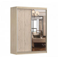 SCHIEBETÜRENSCHRANK - LABI B1 (Sonoma + Weiß) - Weiß/Sonoma Eiche, Holzwerkstoff/Metall (150/200/61cm) - Möblo