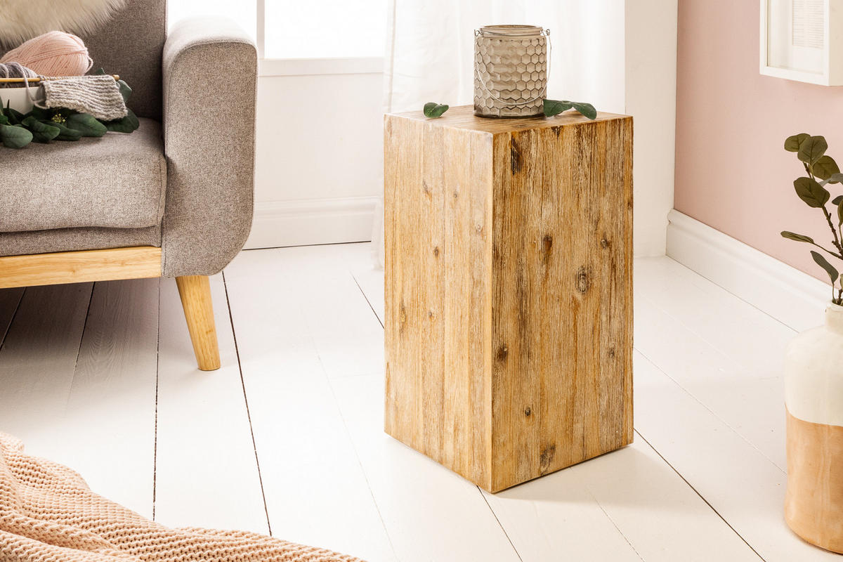 BEISTELLTISCH COLUMNA Akazie Natur 50 cm - Braun, Holz (26/26/50cm) - riess-ambiente