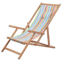 STRANDSTUHL Klappbar Stoff Und Massivholz Mehrfarbig - Multicolor, Holz (60/95/127cm) - vidaXL