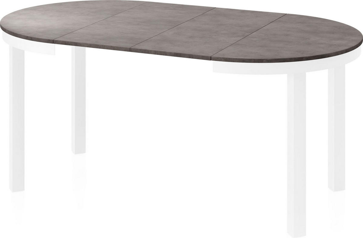 ESSTISCH Rowan Weiß runder ausziehbarer, Dunkelgrauer Beton 100-176/100/76 cm - Dunkelgrau/Weiß, Holzwerkstoff/Metall (100/100/76cm) - WFL GROUP