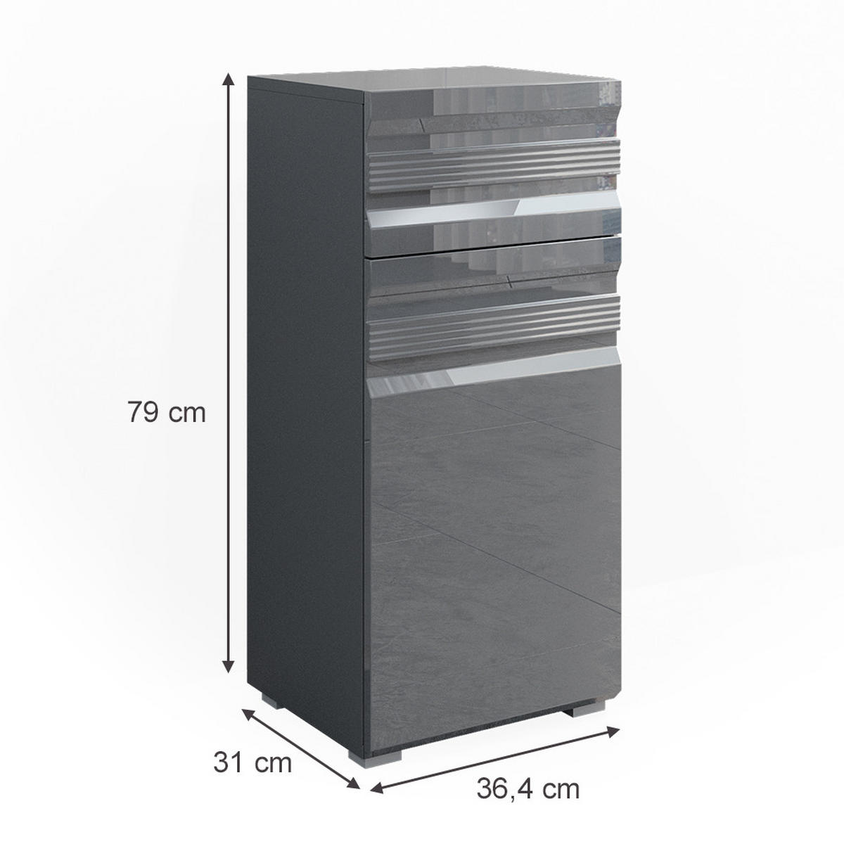 MIDISCHRANK Fredd Anthrazit 36.4 x 79 cm - Anthrazit, Holzwerkstoff (36.4/79/31cm) - Vicco