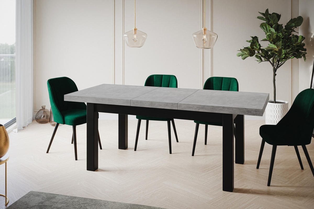 ESSZIMMERTISCH CLASSIC, ausziehbarer Tisch 120-160X80X78 cm, Farbe: ATELIER, mit Holzbeinen in Farbe Weiß - Weiß/Grau, Holzwerkstoff (120/80/78cm) - Alpi-Möbel