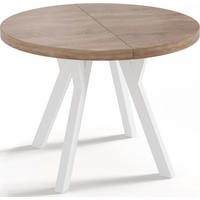ESSTISCH Twixy runder ausziehbarer, Sonoma Eiche 100-200/100/76 cm - Weiß/Sonoma Eiche, Holz/Holzwerkstoff (100/100/76cm) - WFL GROUP