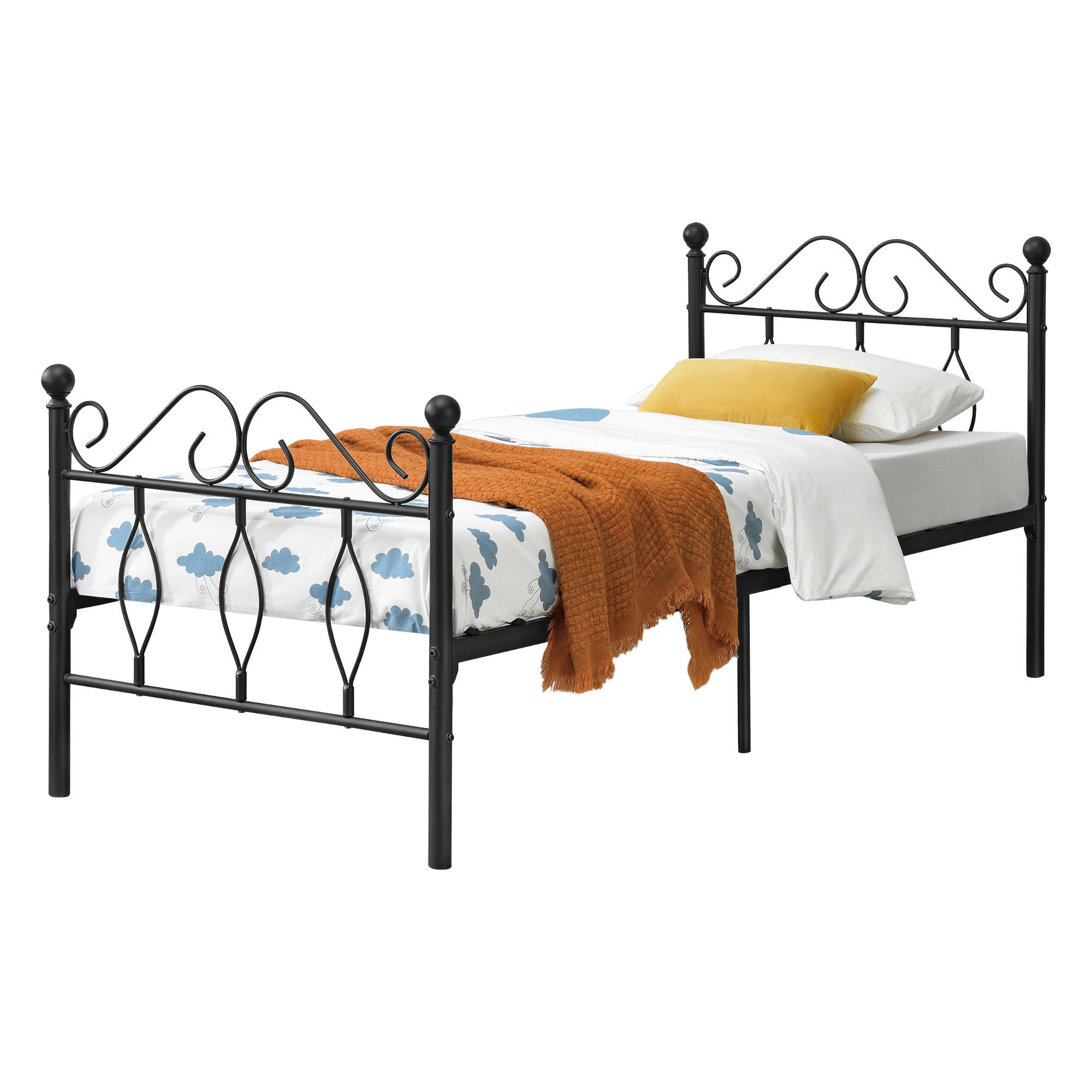 METALLBETT Apolda - Schwarz, Metall (90/200cm) - [en.casa]