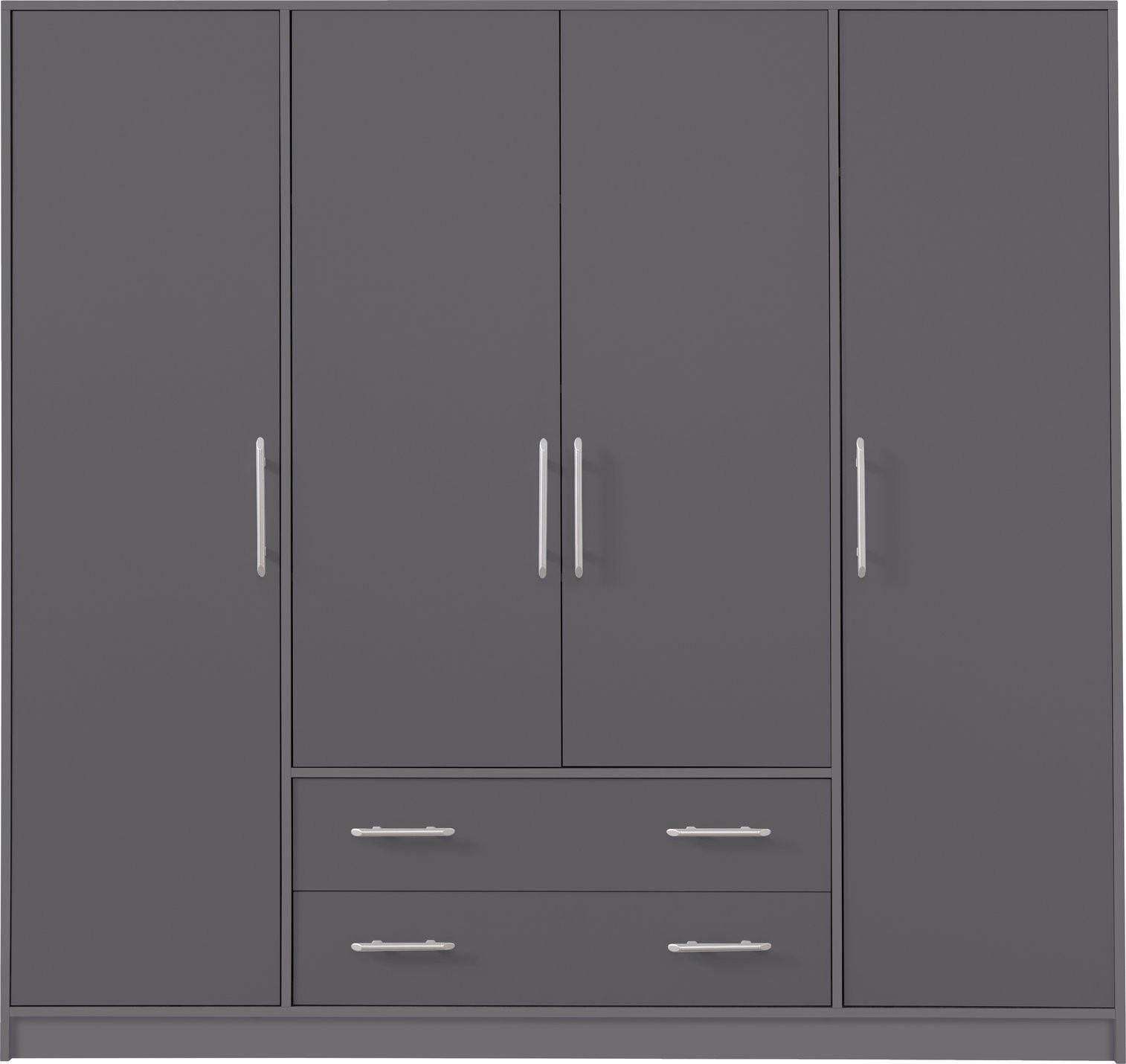 DREHTÜRENSCHRANK VANO 200/190/56cm 4-türig Anthrazit - Anthrazit, Holzwerkstoff (200/190/56cm) - MASSENO