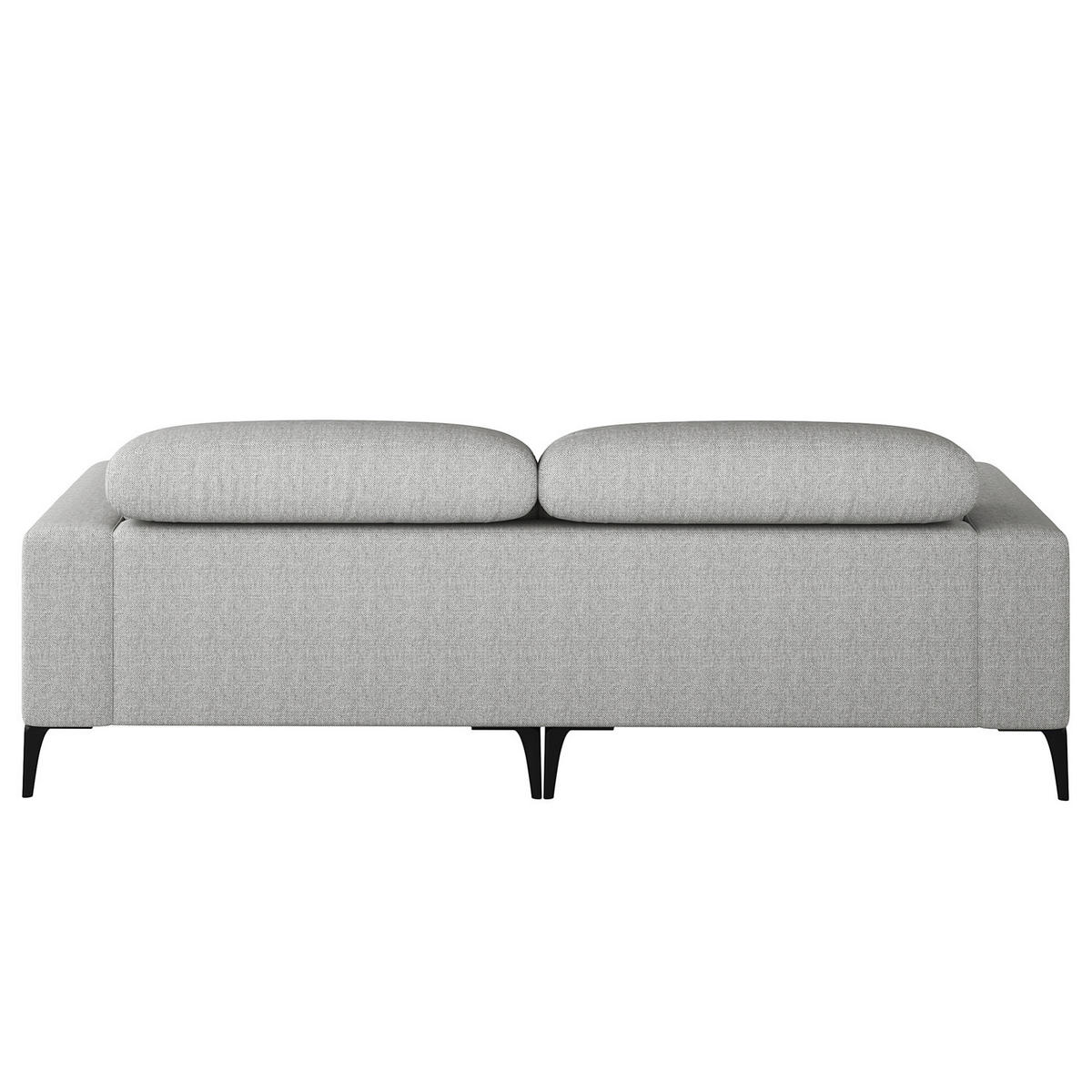 1,5-SITZER ECKSOFA mit Longchair - Hellgrau/Schwarz, Textil/Metall (232/180cm) - home24