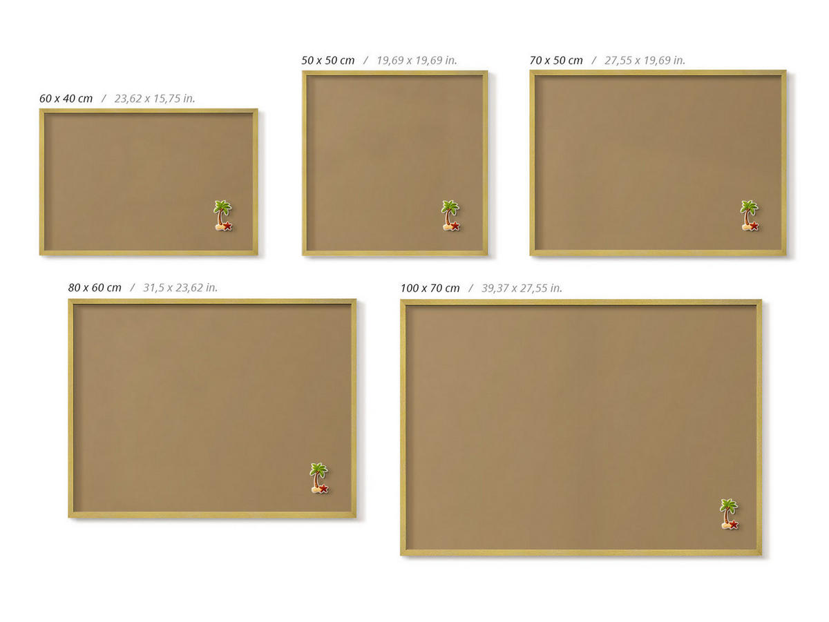 MAGNETTAFEL 70x50 cm Goldener Rahmen Dunkelgelb - Bernsteinfarben, Metall (70/50/0.4cm) - TULUP