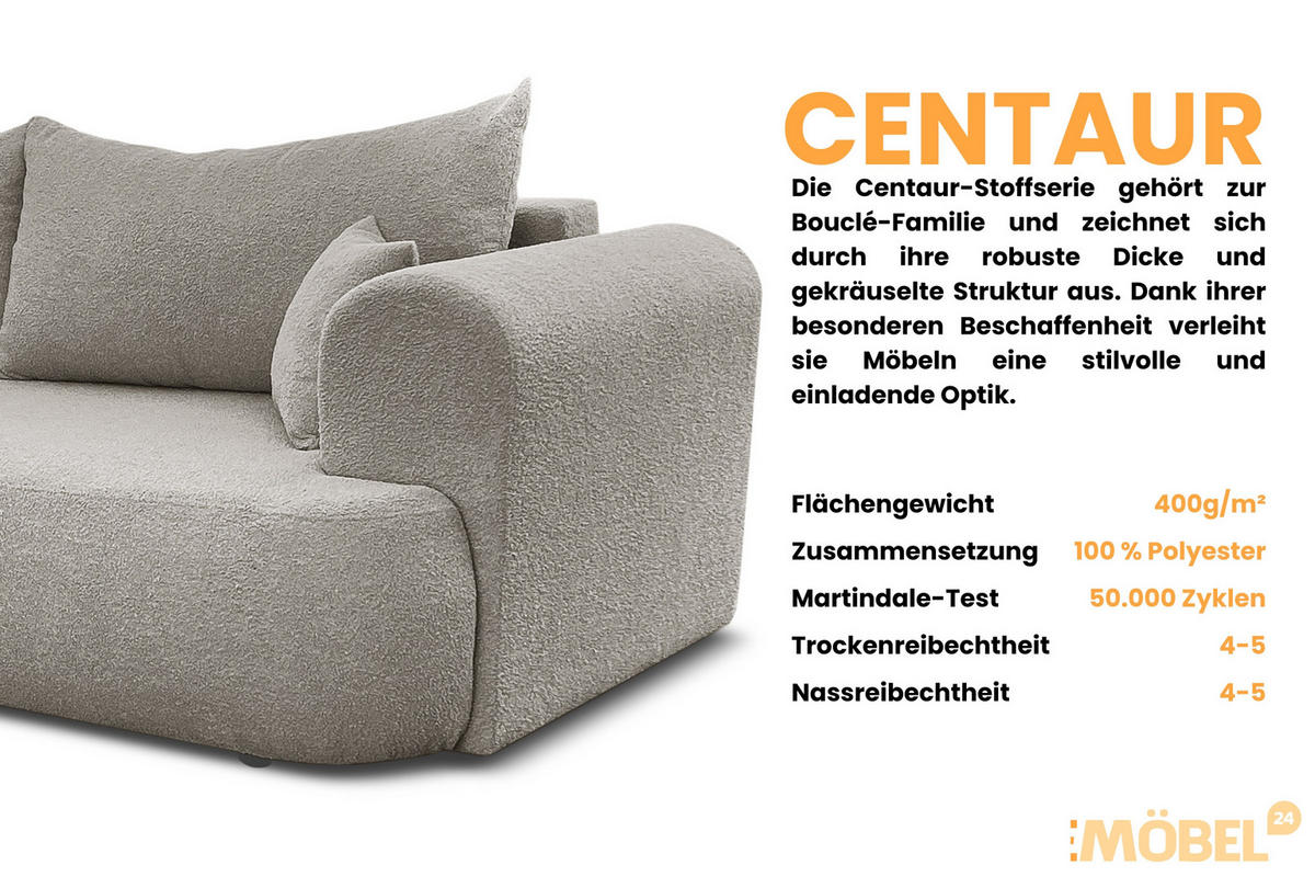 SCHLAFSOFA BRAVO 247/90 in Bouclé Grau-Beige - Graubraun, Holz/Holzwerkstoff (247/69/90cm) - Deine Möbel 24