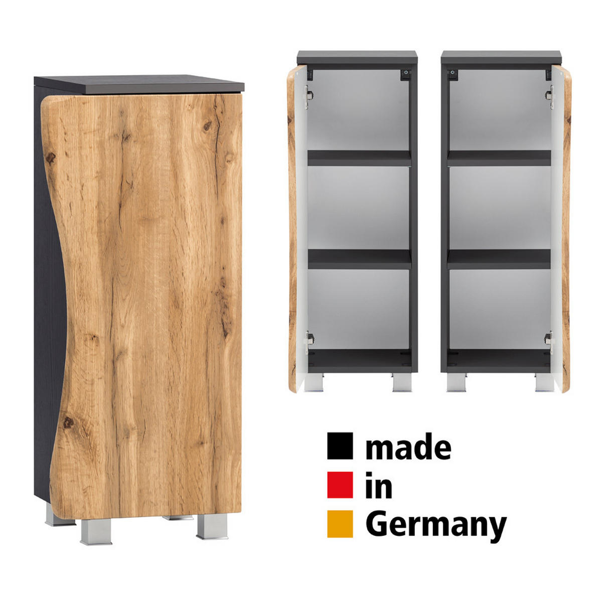 UNTERSCHRANK Kahla-03 - Braun/Grau, Holzwerkstoff (38/79/35cm) - Lomado
