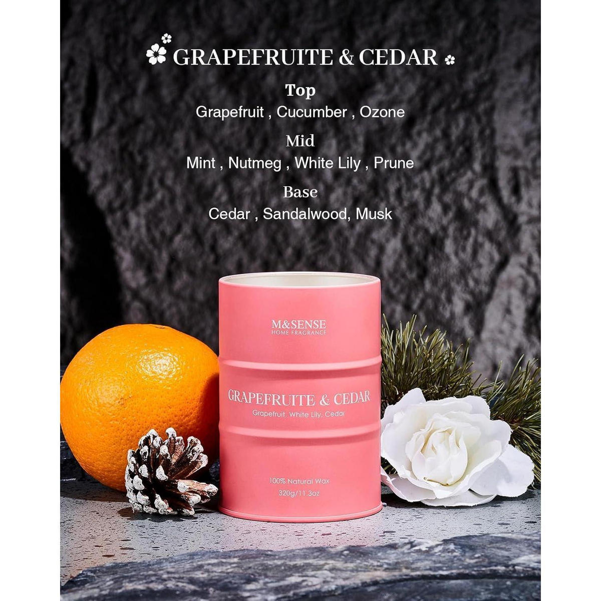 DUFTKERZE im Glas Grapefruit & Zeder mit langer Brenndauer 320g - Rot, Paraffin (9cm)