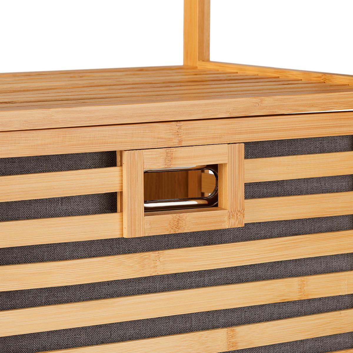 BADREGAL - Hellbraun, Holz/Textil (44/96/33cm) - Relaxdays