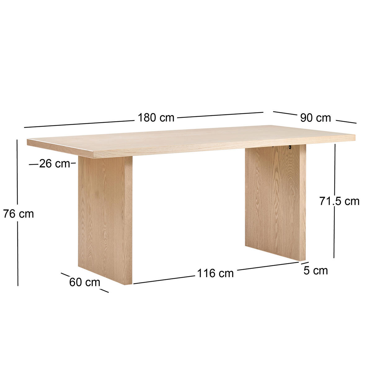 ESSTISCH Rechteckig Braun 180 x 95 x 75 (cm) - Braun, Holz (90/180/76cm) - Nordlys