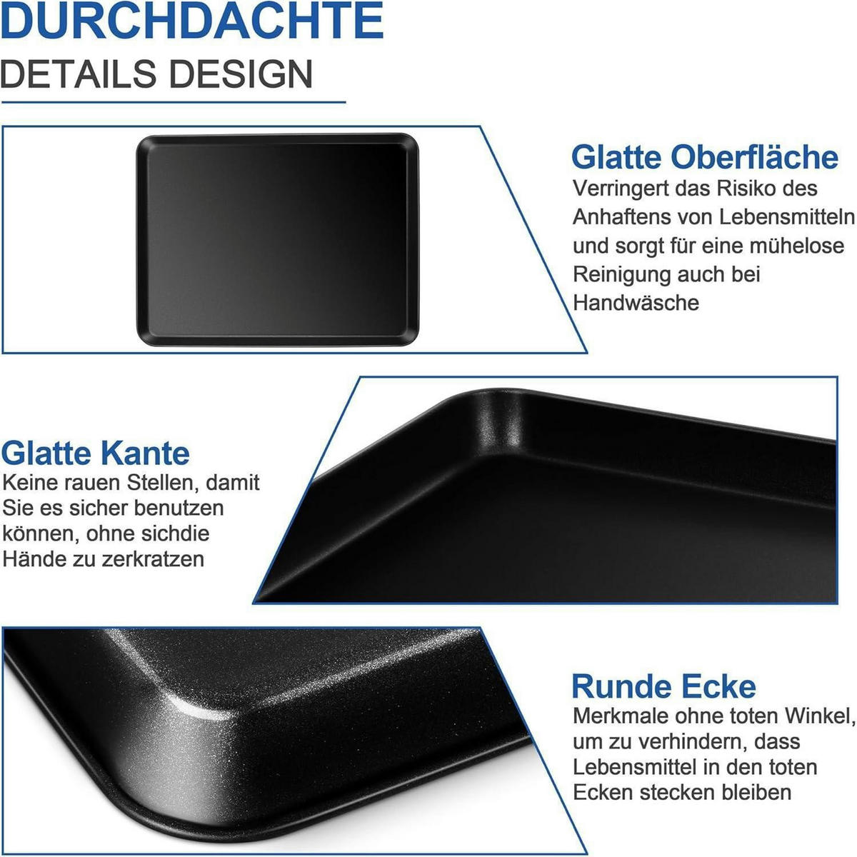 BACKBLECH rechteckig mit Antihaftbeschichtung 31,5 x 24,5 x 2,5 cm Schwarz - Schwarz, Metall (24.3/2.5/31.5cm)