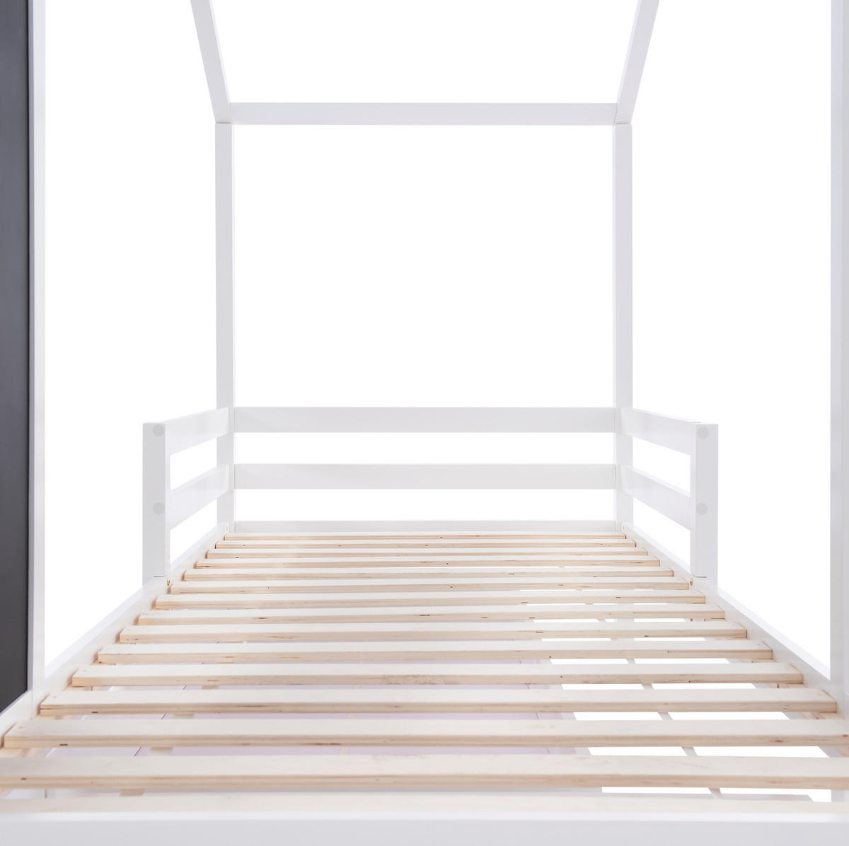 KINDEREINZELBETTEN aus Massivholz 90x200 cm in Weiß mit Tafel & 2 Schubladen - Weiß, Holz (90/200cm) - Modfu