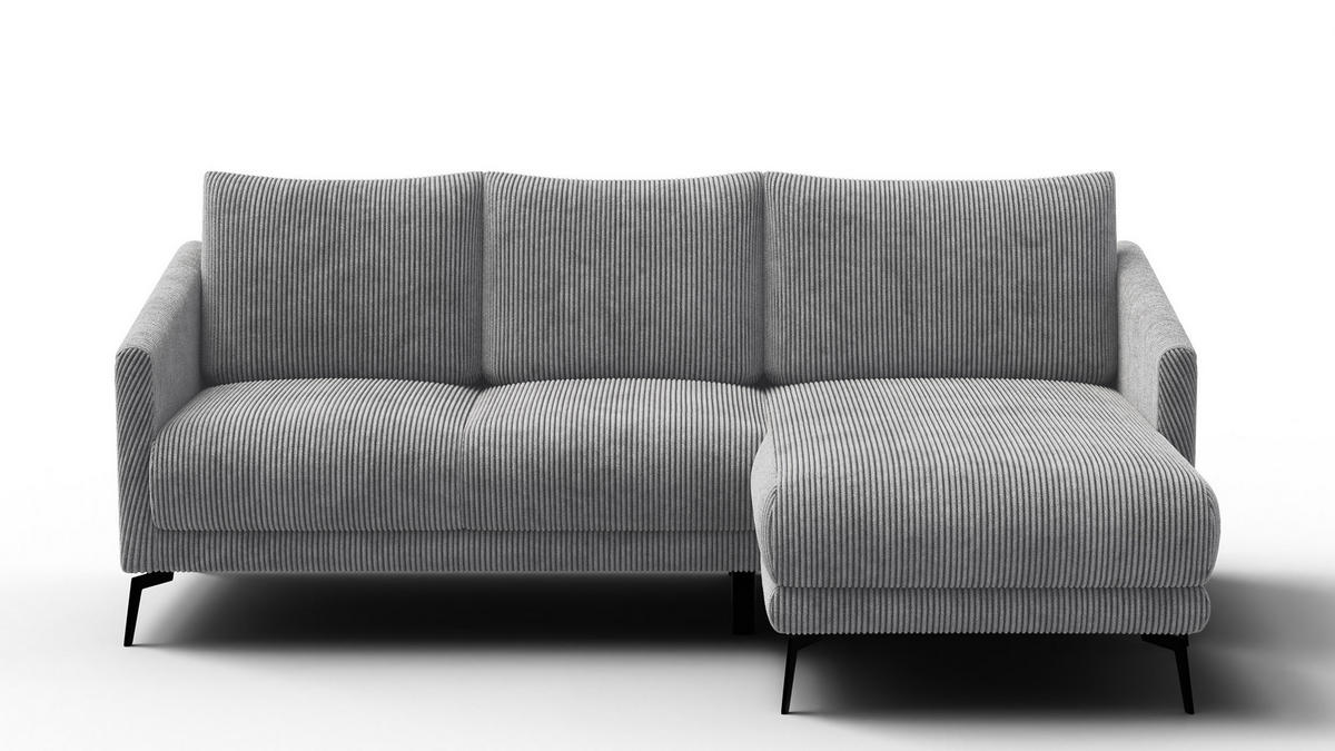 ECKSOFA VILT 3-Sitzer, hellgrau - Hellgrau/Schwarz, Holzwerkstoff/Textil (221/156cm) - Courtois Laville