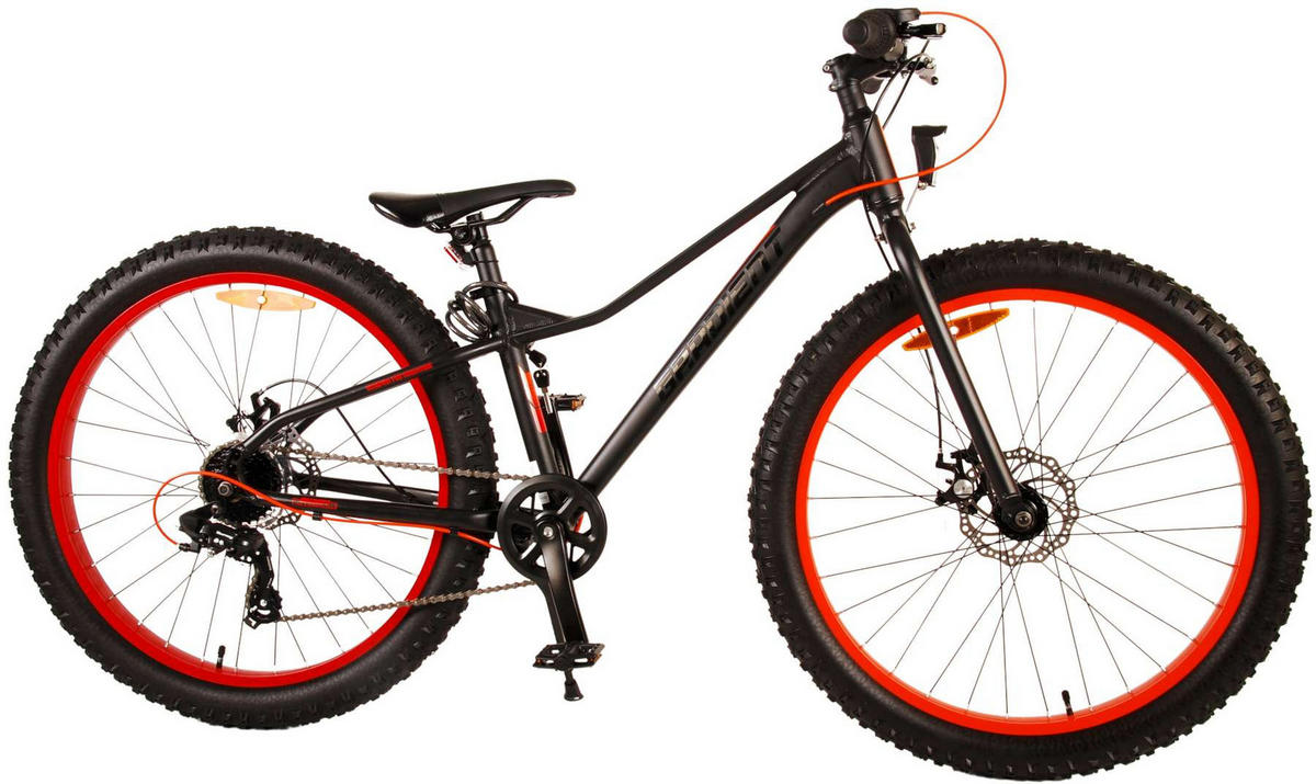 KINDERFAHRRAD Gradient - Jungen - 26 Zoll - 7-Gang - Scheibenbremse - Schwarz - Schwarz/Orange, Metall (77cm) - TPFSports