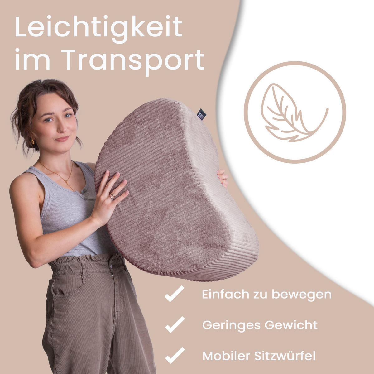 SITZSACK Halbmond 54/36/35 cm, weicher Cord 420 g/m², Rosa - Pink, Textil (36/35/54cm) - Dreamroots