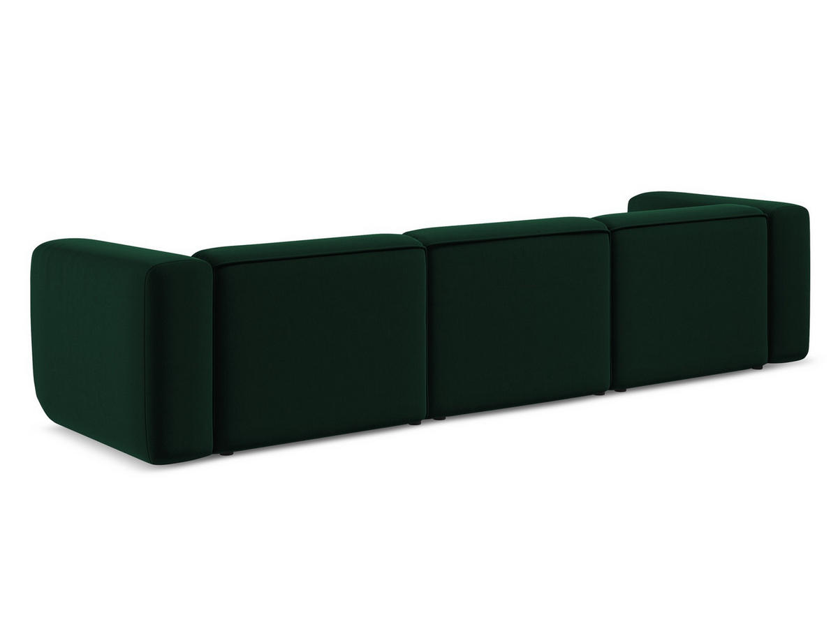 4-SITZER-SOFA Samt Stoff Grün - Dunkelgrün/Schwarz, Kunststoff/Textil (319/70/89cm) - Makamii